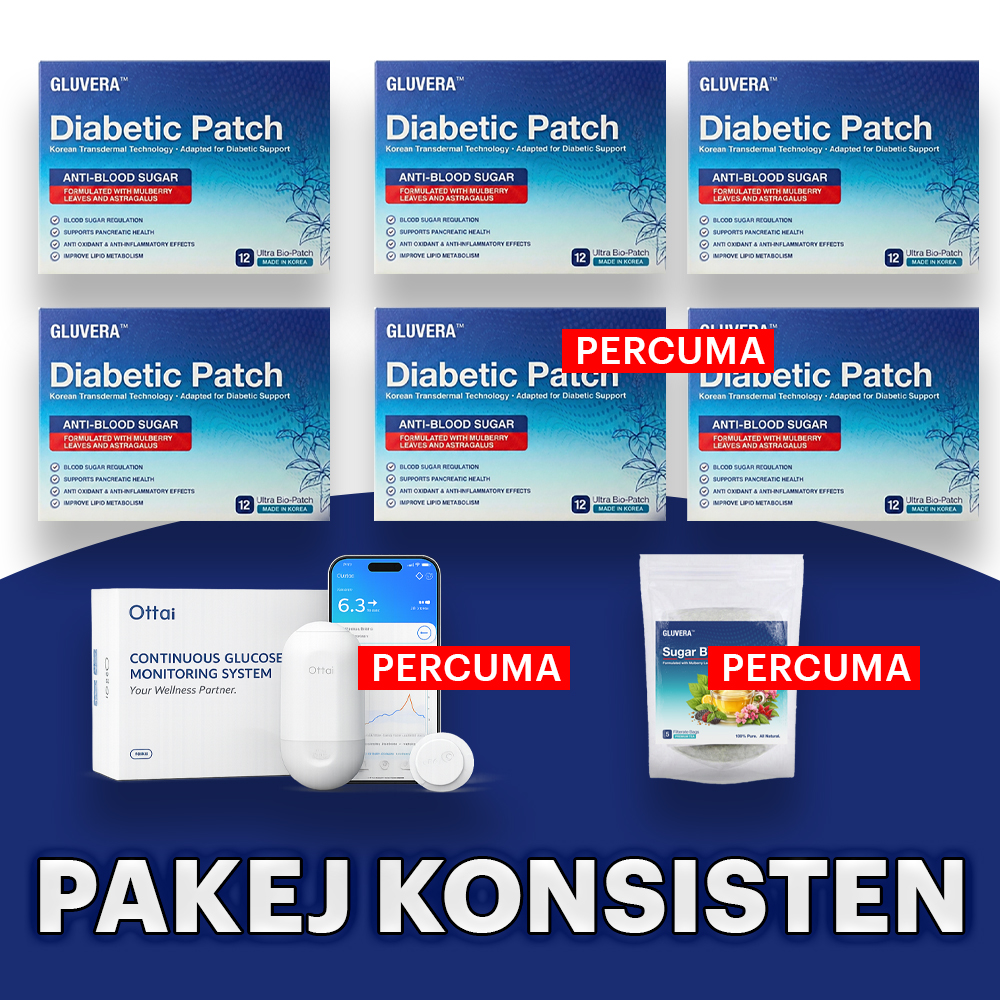 PROMO PAKEJ KONSISTEN ( 4 KOTAK + FREE 1 GLUKOS TEST + FREE 2 KOTAK + FREE 1 TEA )