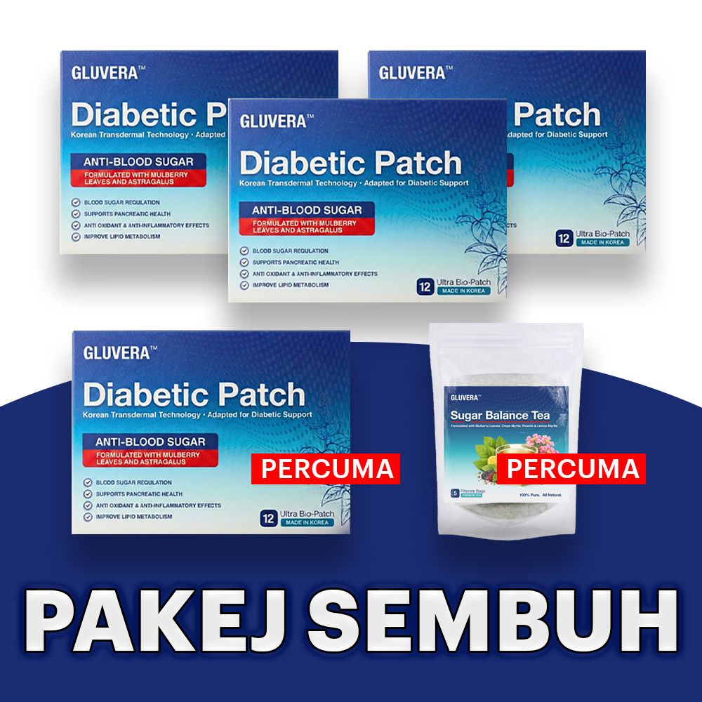 PROMO PAKEJ SEMBUH (3 KOTAK GLUVERA PATCH + FREE 1 GLUVERA + FREE 1 TEA )